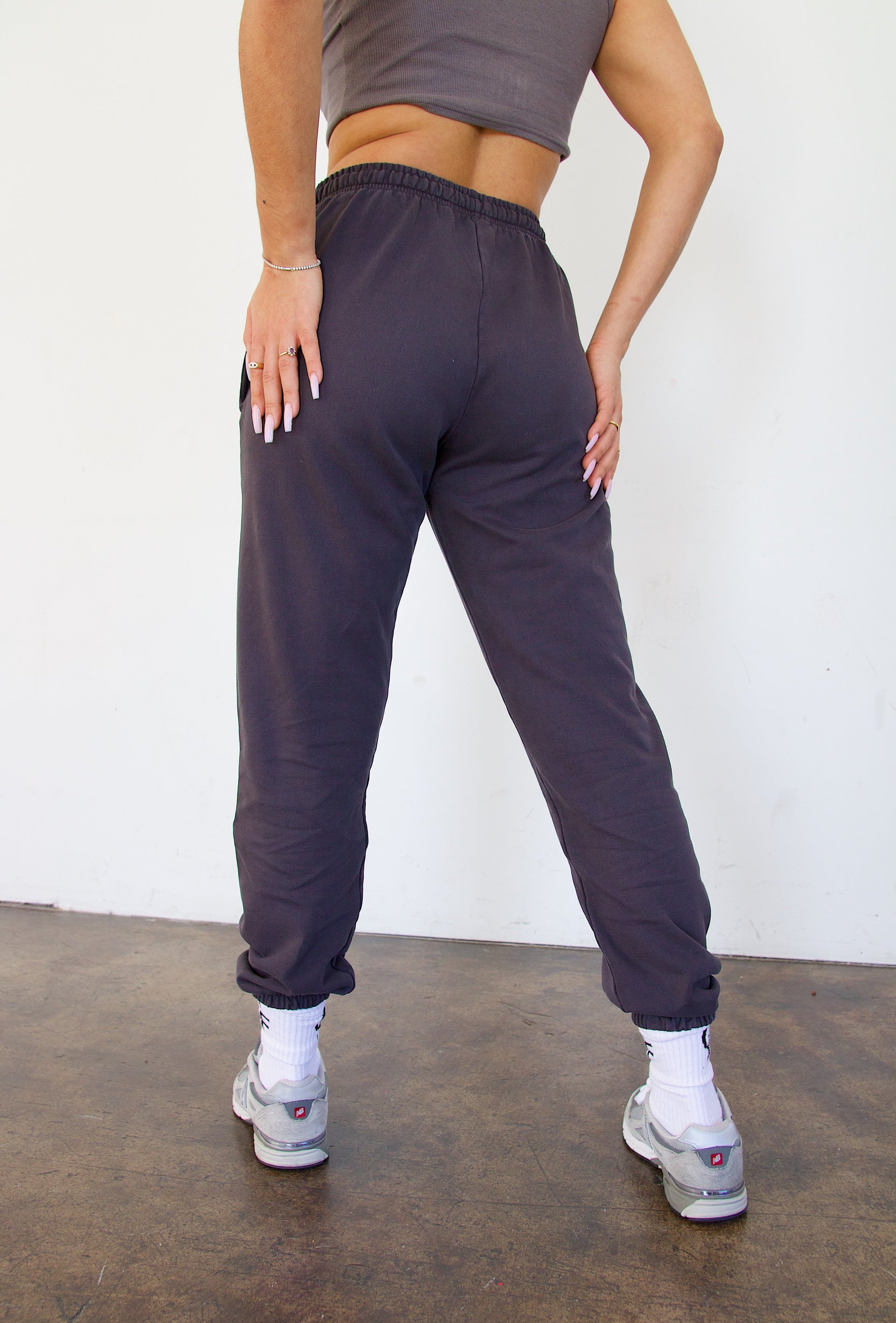 GJF Cozy Terry Joggers - Dark Heather Grey