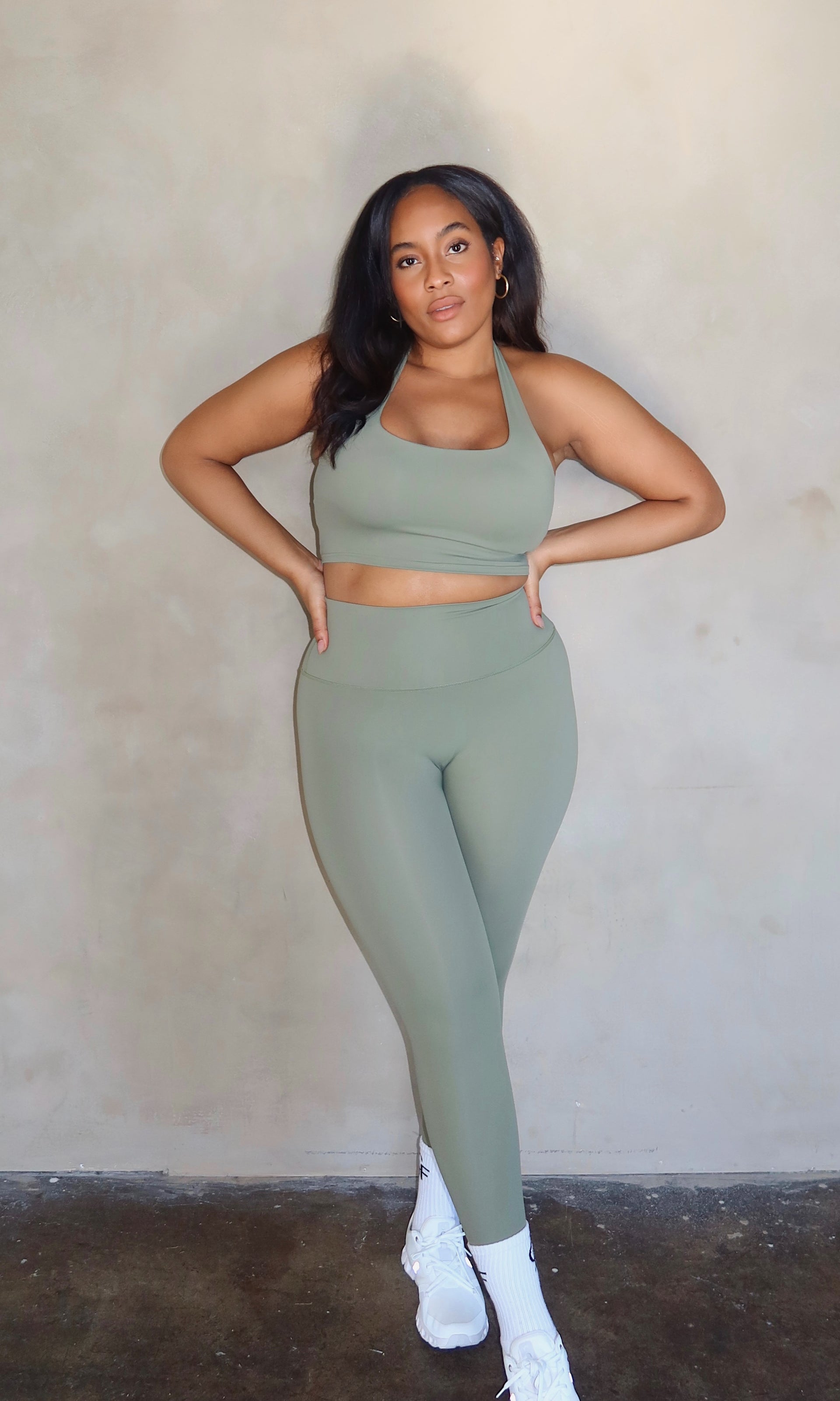 Empower Halter Sports Bra - Olive